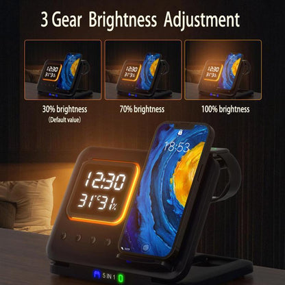 Wireless Chargers Stand 5 In1 LED Digital Alarm