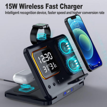 Wireless Chargers Stand 5 In1 LED Digital Alarm