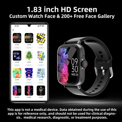 Waterproof smartwatch with alerts, sports pedometer info and sleep monitoring for iPhone and Android