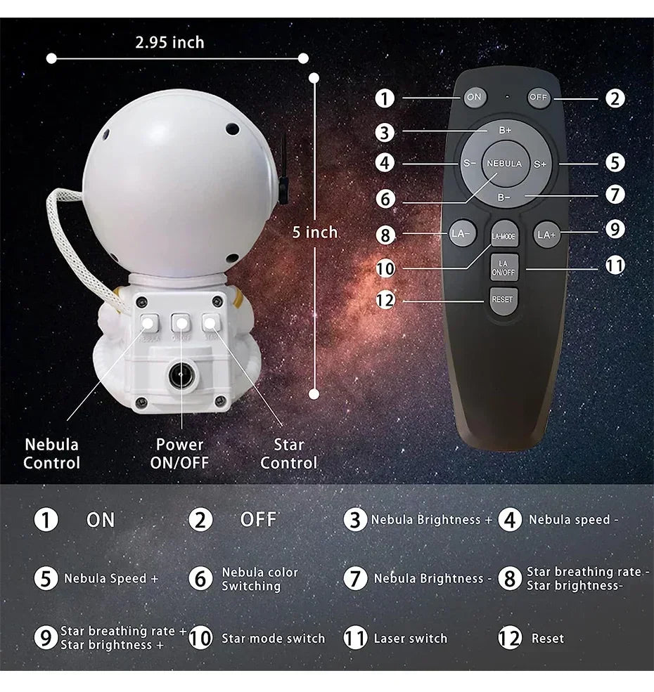 Galaxy Star Projector: Astronaut Night Light for Kids