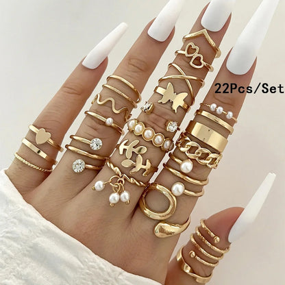 28 pieces of detailed ring fashion collection for  crystal heart gold silver jewelry party