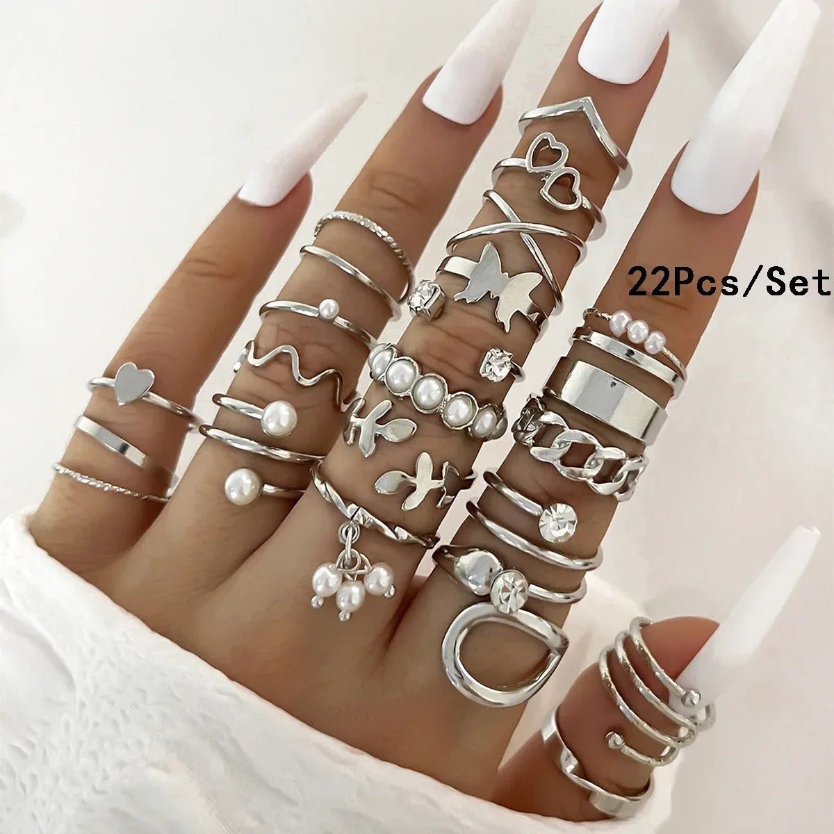 28 pieces of detailed ring fashion collection for  crystal heart gold silver jewelry party