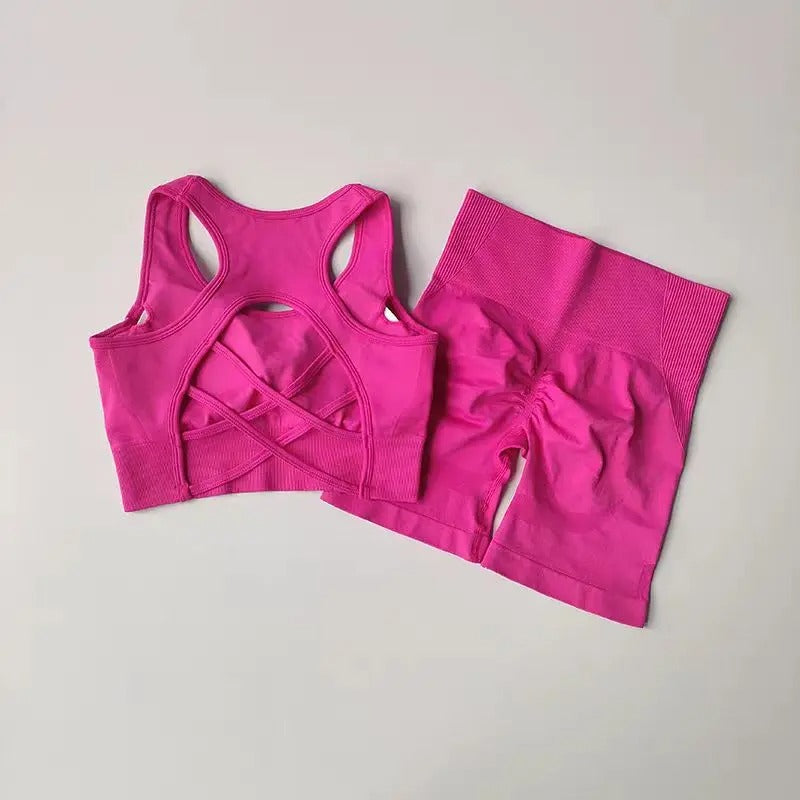 Ensemble de Yoga sans couture pour femmes, 2 pièces, soutien-gorge de Sport