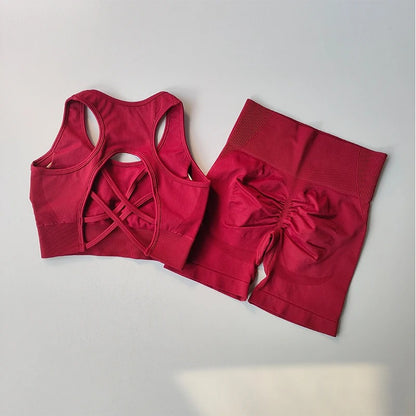 Ensemble de Yoga sans couture pour femmes, 2 pièces, soutien-gorge de Sport