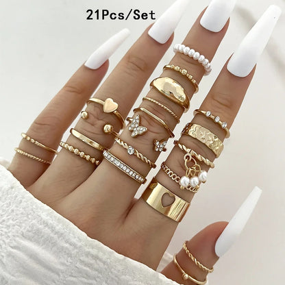 28 pieces of detailed ring fashion collection for  crystal heart gold silver jewelry party