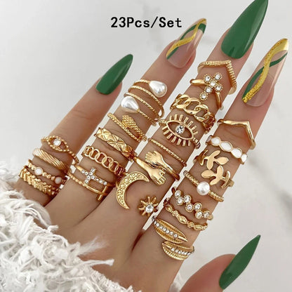 28 pieces of detailed ring fashion collection for  crystal heart gold silver jewelry party