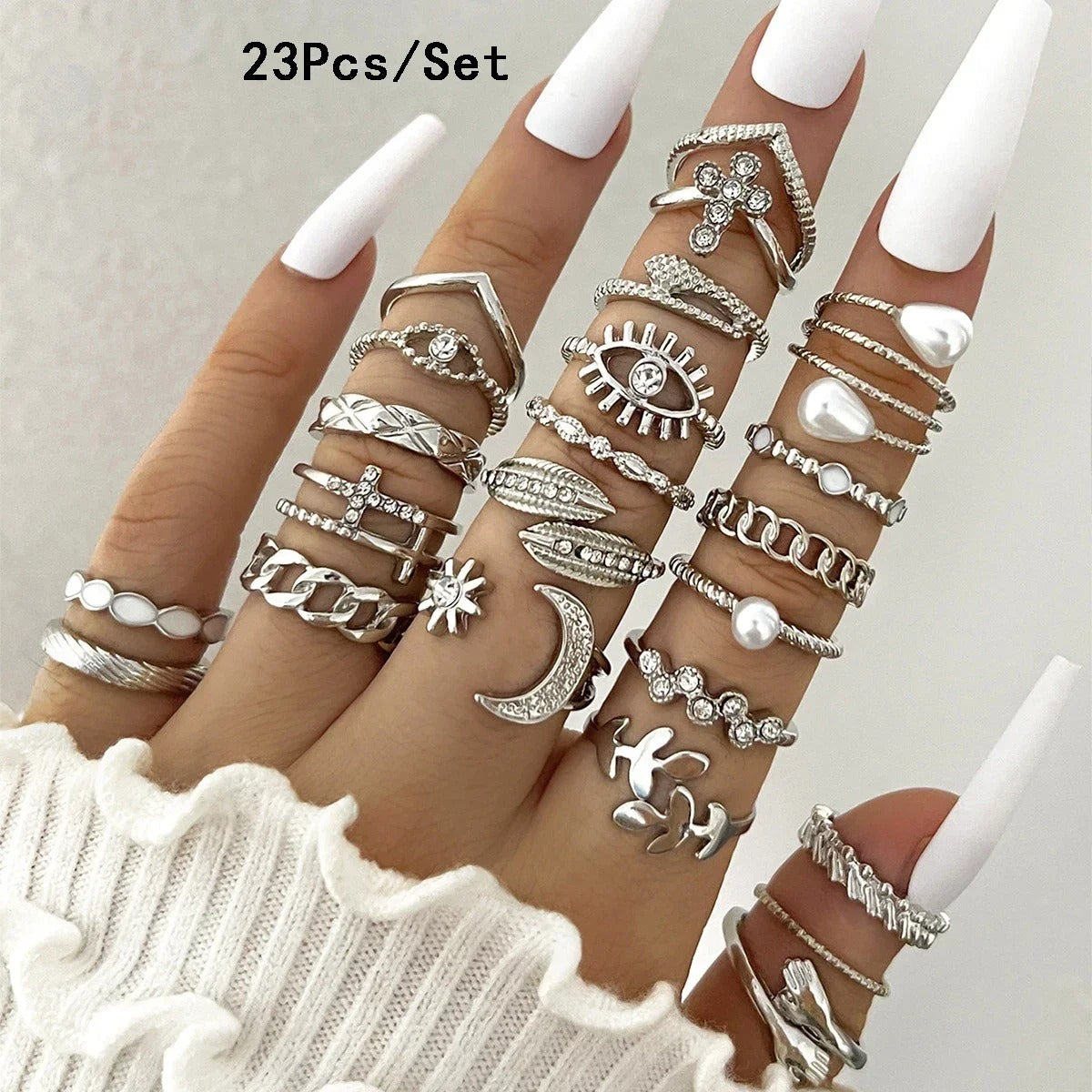 28 pieces of detailed ring fashion collection for  crystal heart gold silver jewelry party