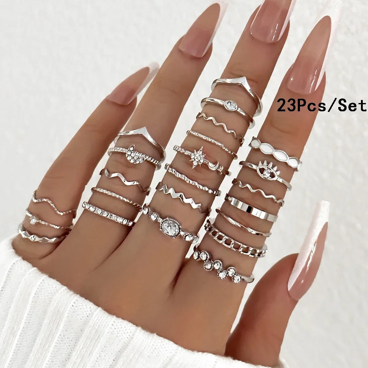 28 pieces of detailed ring fashion collection for  crystal heart gold silver jewelry party