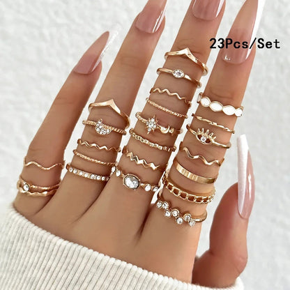 28 pieces of detailed ring fashion collection for  crystal heart gold silver jewelry party