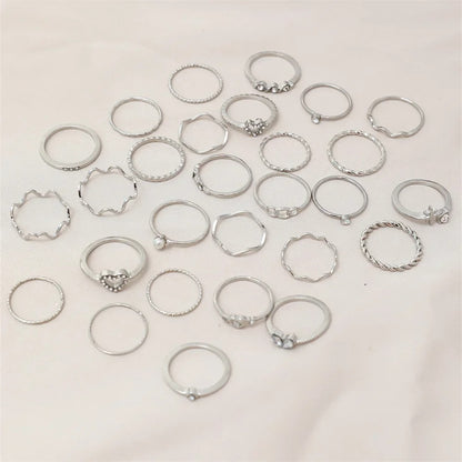 28 pieces of detailed ring fashion collection for  crystal heart gold silver jewelry party