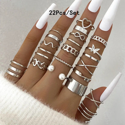 28 pieces of detailed ring fashion collection for  crystal heart gold silver jewelry party