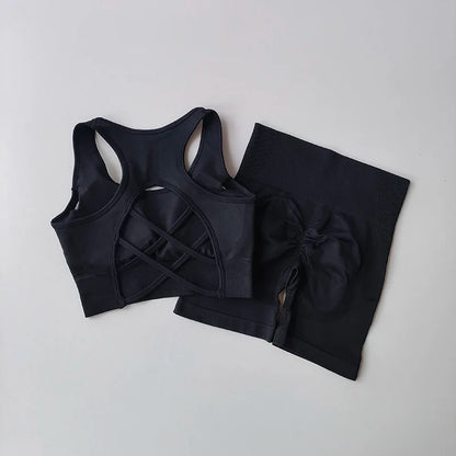 Ensemble de Yoga sans couture pour femmes, 2 pièces, soutien-gorge de Sport