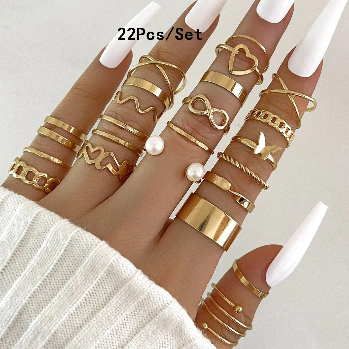 28 pieces of detailed ring fashion collection for  crystal heart gold silver jewelry party