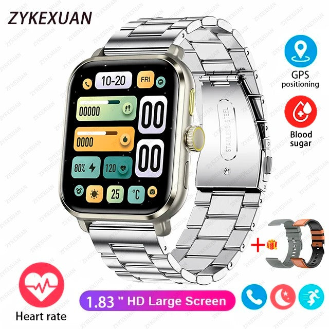 2025 New AMOLED Smart Watch Man Oxygen in the blood Contact Bluetooth GPS Sport Tracker IP68